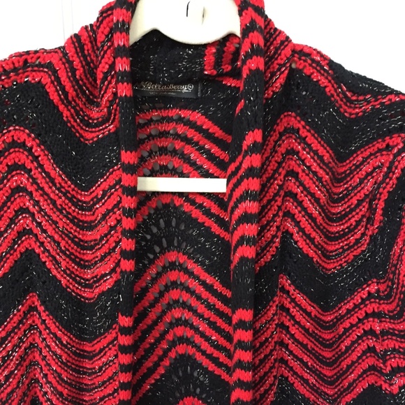 Bella Berry Red & Black Chevron Sweater w/ Silver Sparkle - Picture 7 of 16
